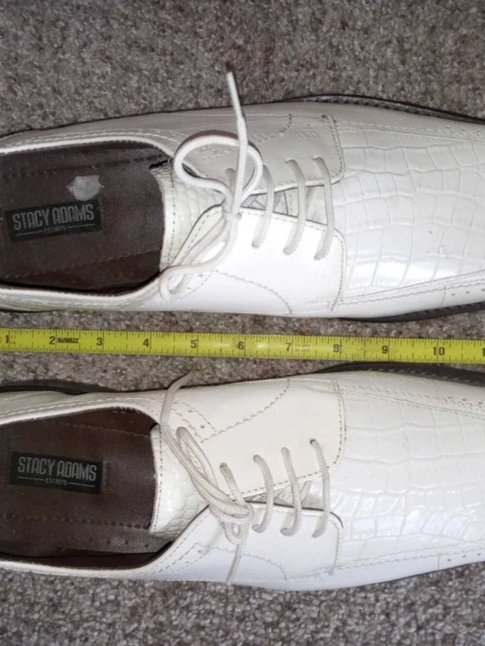 STACY ADAMS es11875 Men`s Shoes size 14M Looks like Crocodile white